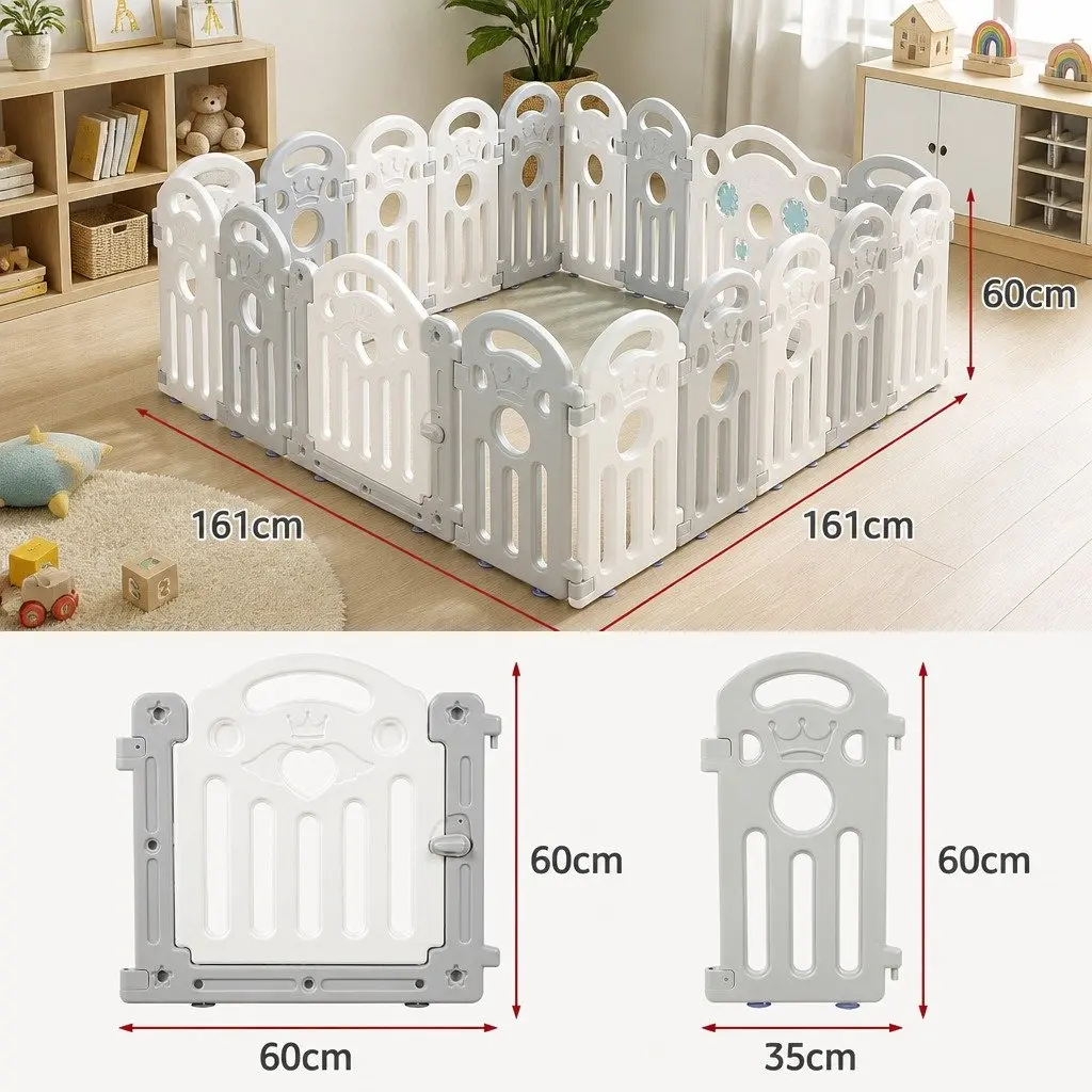 Kids Playpen Indoor Outdoor 18 Panels 60cm High