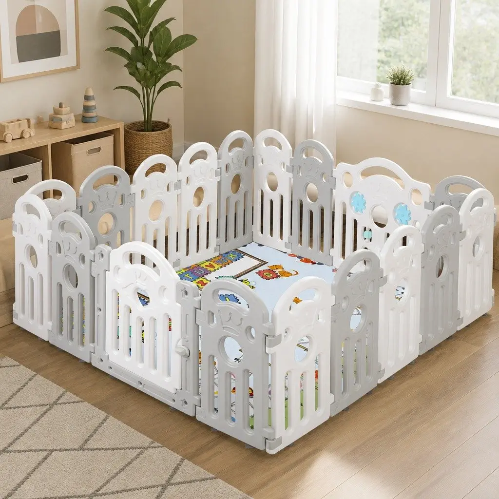 Kids Playpen Indoor Outdoor 18 Panels 60cm High