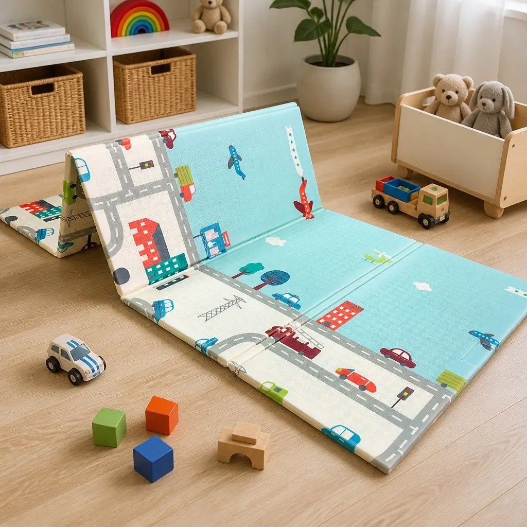 Kids Play Mat Baby Crawling Pad Tummy Time Activity Folding Portable Carry Bag