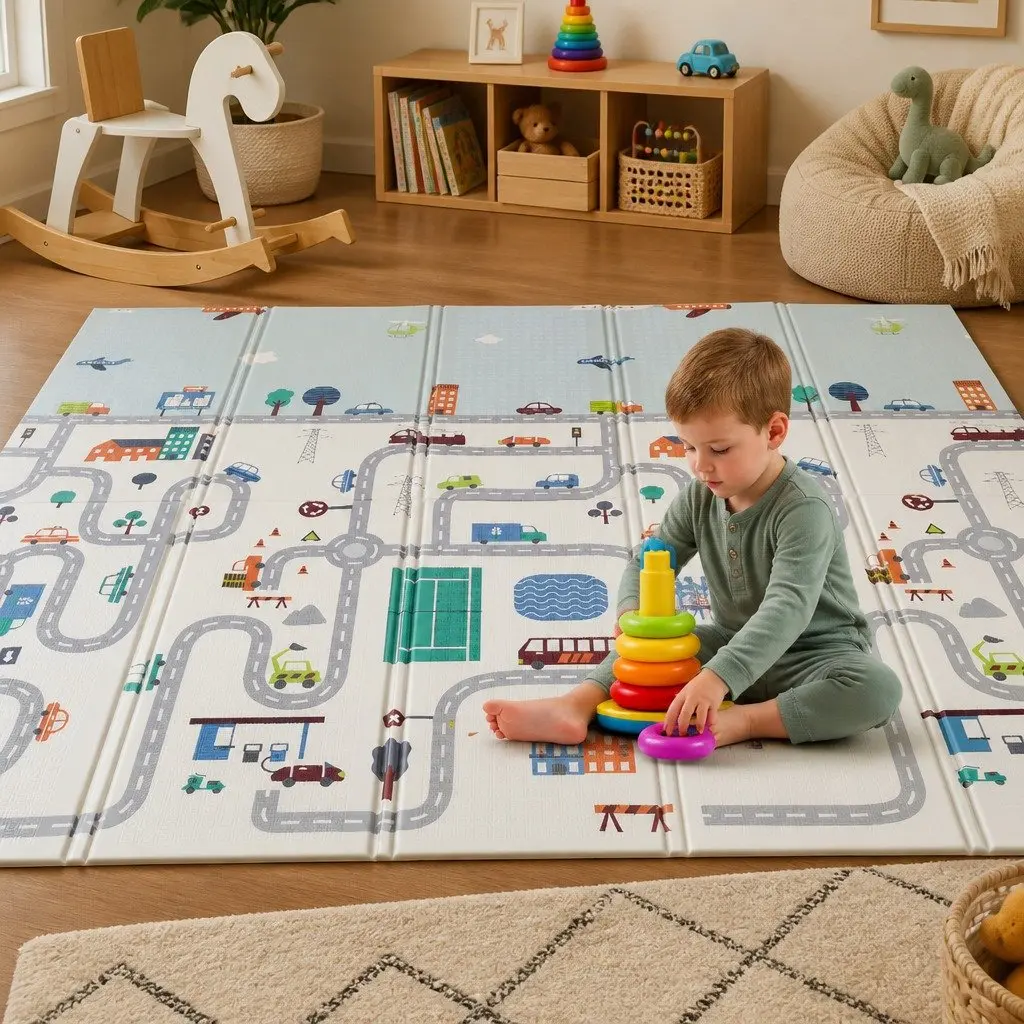 Kids Play Mat Baby Crawling Pad Tummy Time Activity Folding Portable Carry Bag