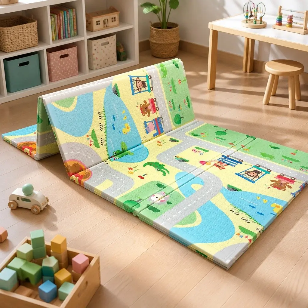 Double-Sided Kids Play Mat Baby Crawling Pad Soft Folding Activity Mat 180cm x 200cm