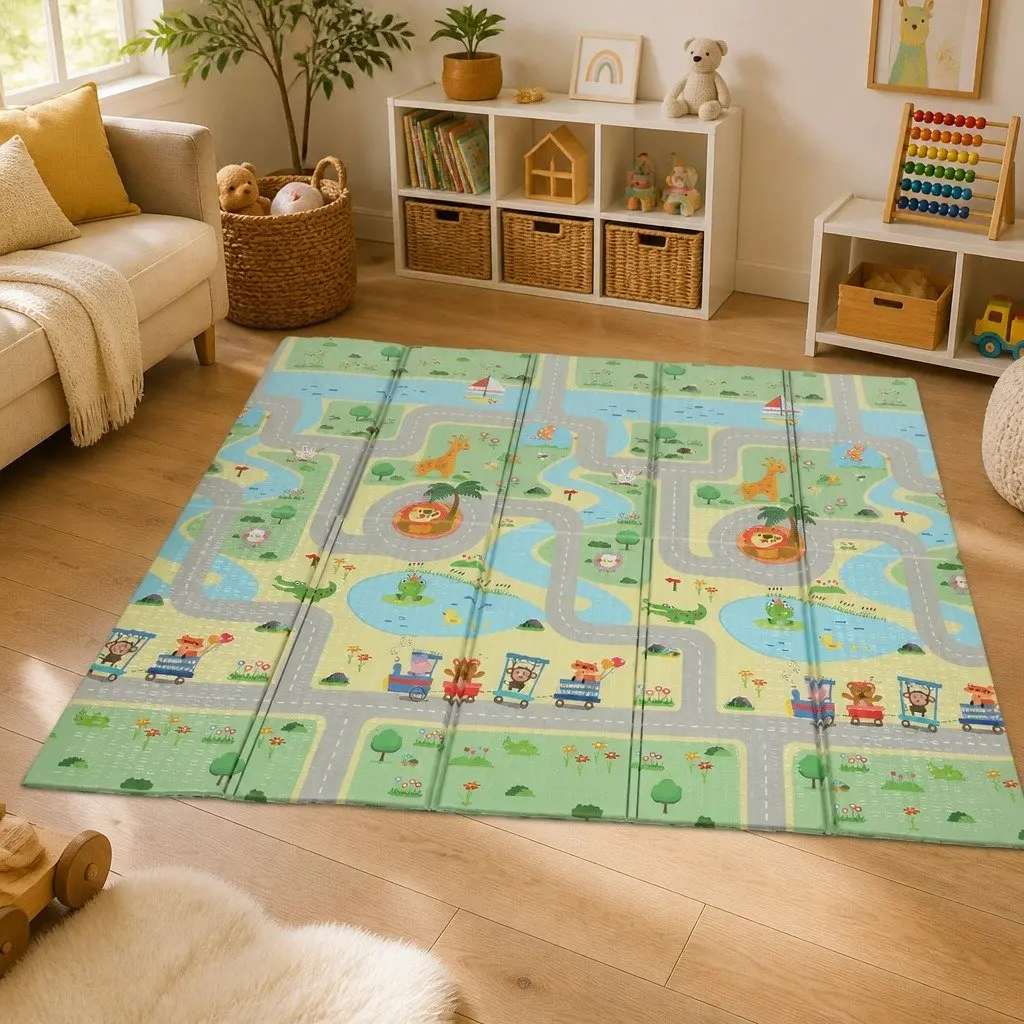 Double-Sided Kids Play Mat Baby Crawling Pad Soft Folding Activity Mat 180cm x 200cm