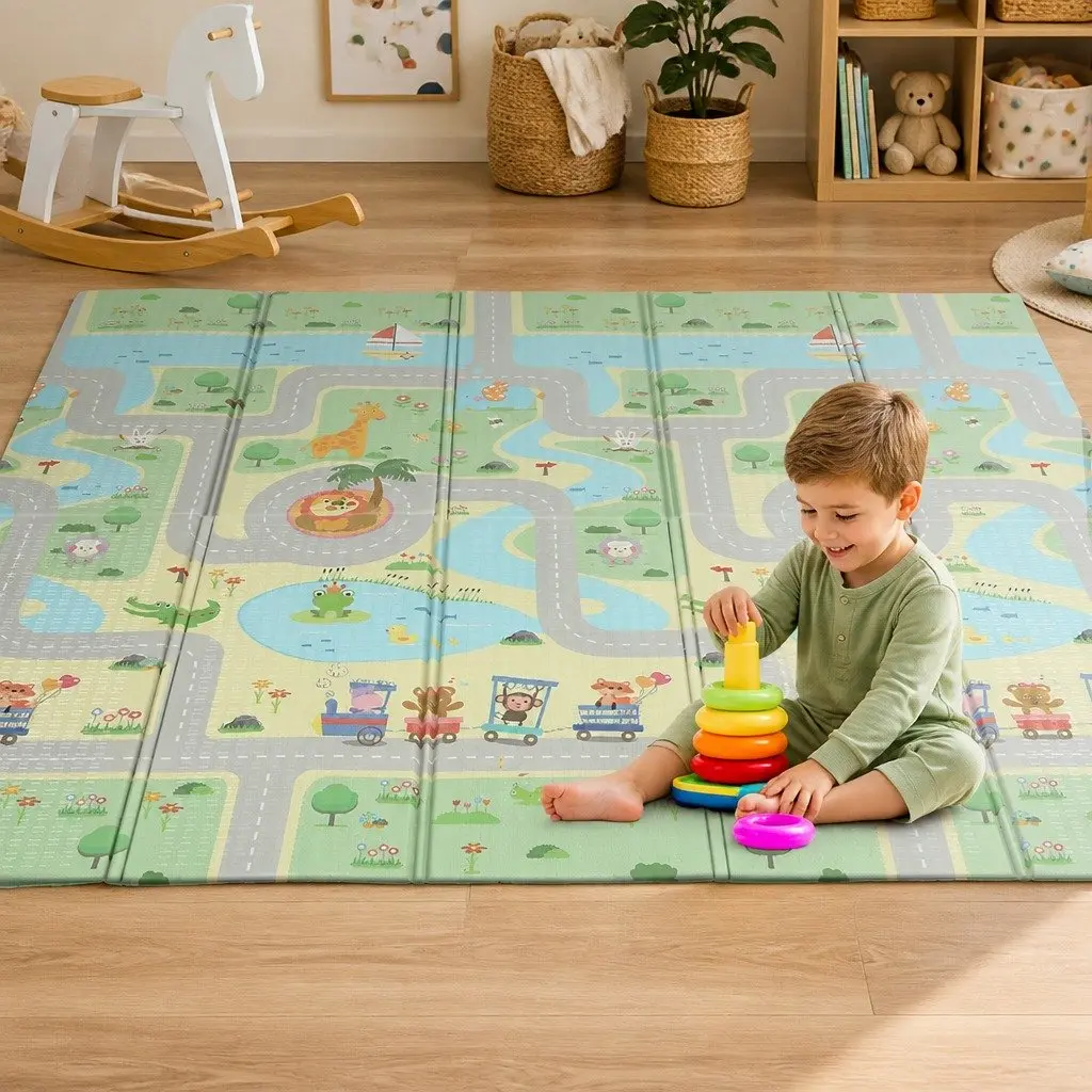 Double-Sided Kids Play Mat Baby Crawling Pad Soft Folding Activity Mat 180cm x 200cm