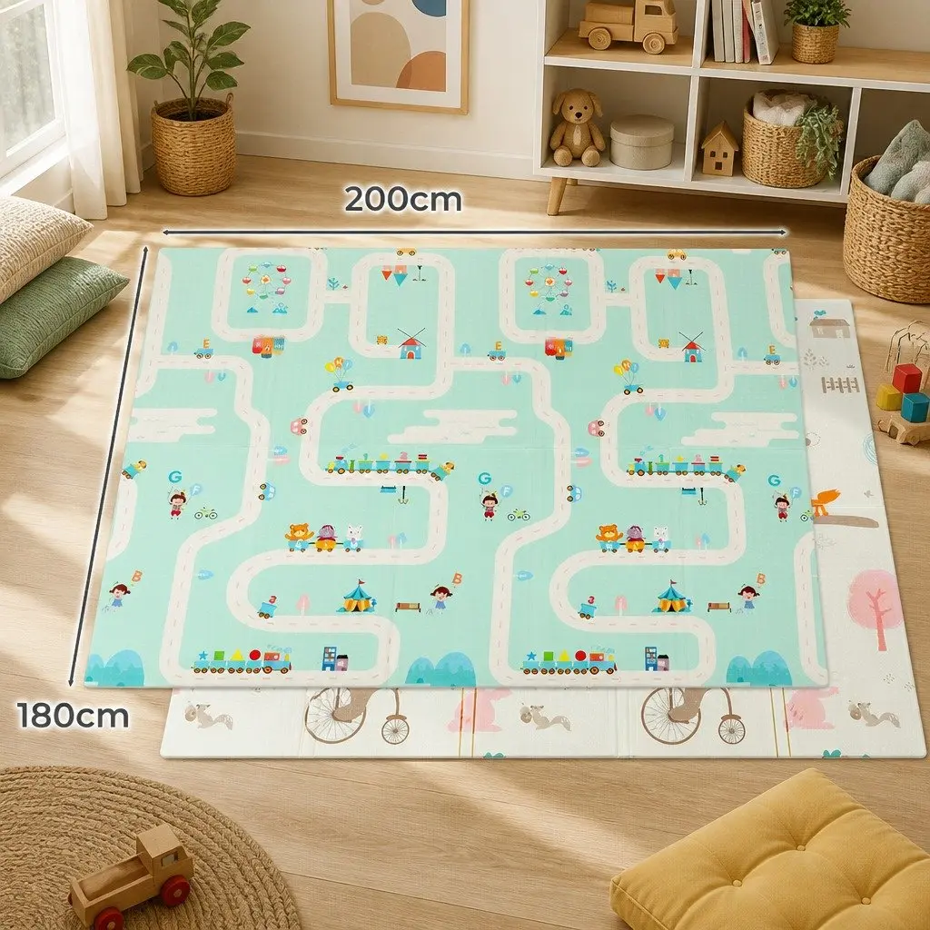 Kids Play Mat Baby Crawling Pad Foam Double-Sided Foldable Activity Mat