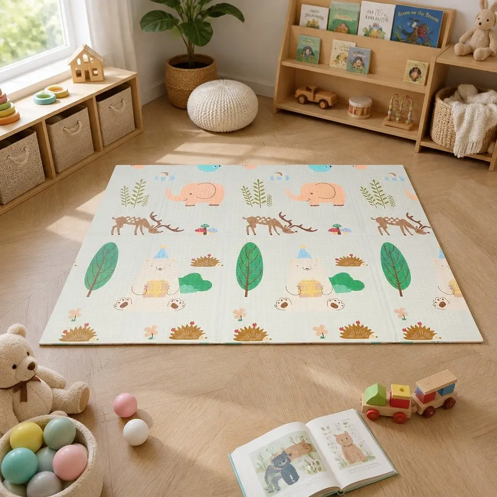 Kids Play Mat Baby Crawling Pad Foam Double-Sided Foldable Activity Tummy Time