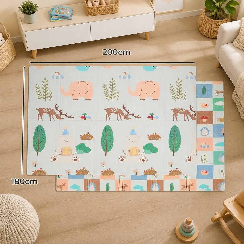 Kids Play Mat Baby Crawling Pad Foam Double-Sided Foldable Activity Tummy Time