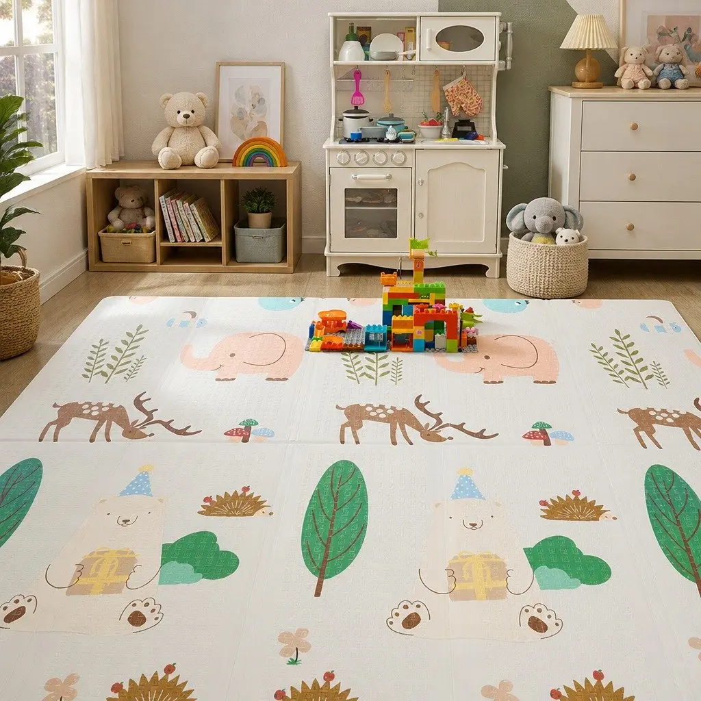 Kids Play Mat Baby Crawling Pad Foam Double-Sided Foldable Activity Tummy Time