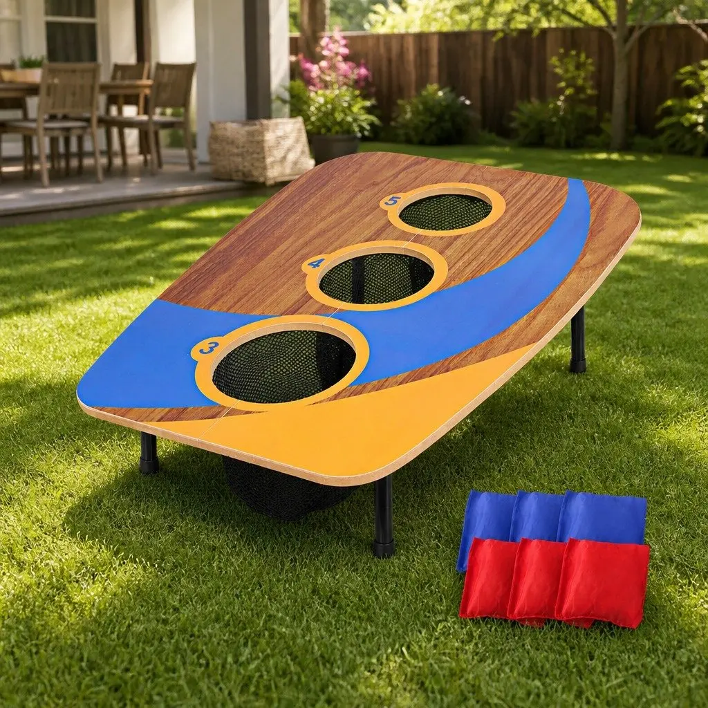 Kids Bean Bag Toss Game Set Cornhole Board Foldable Outdoor Indoor Play
