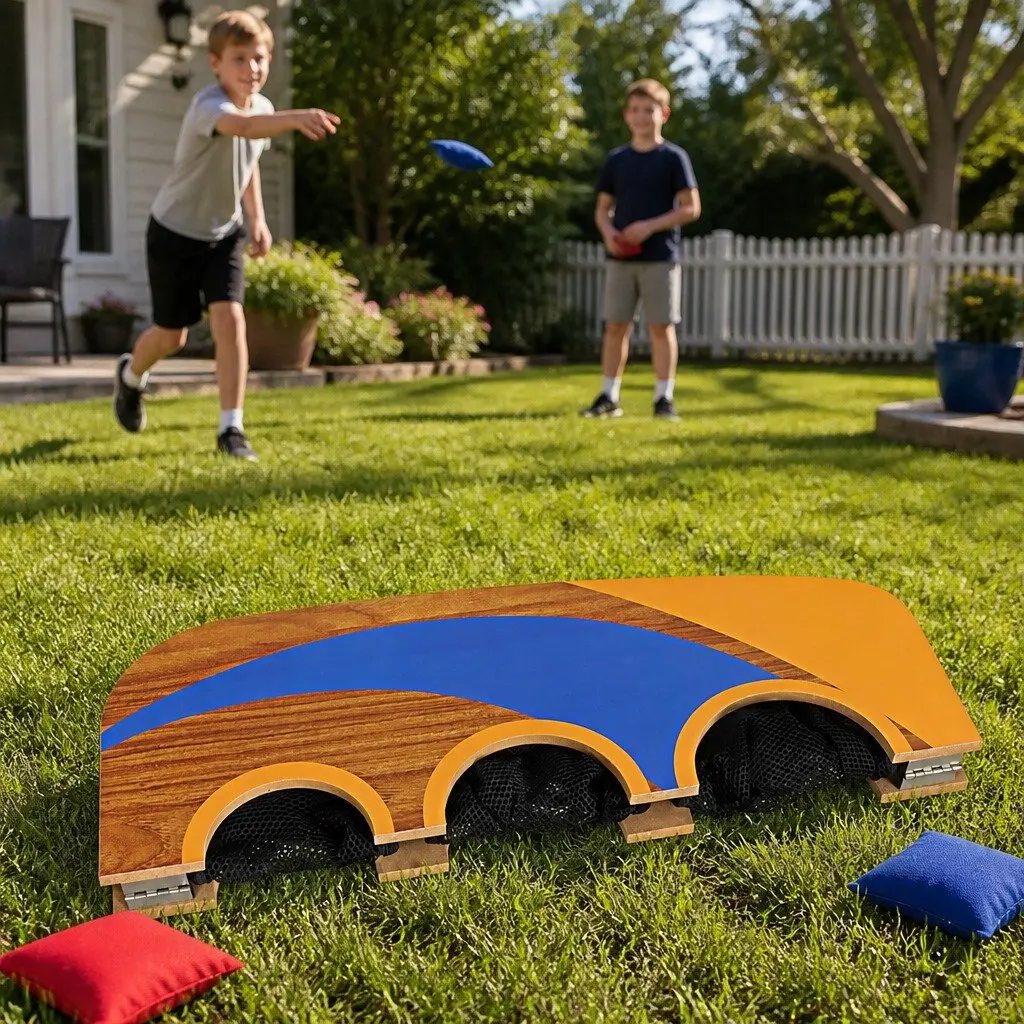 Kids Bean Bag Toss Game Set Cornhole Board Foldable Outdoor Indoor Play