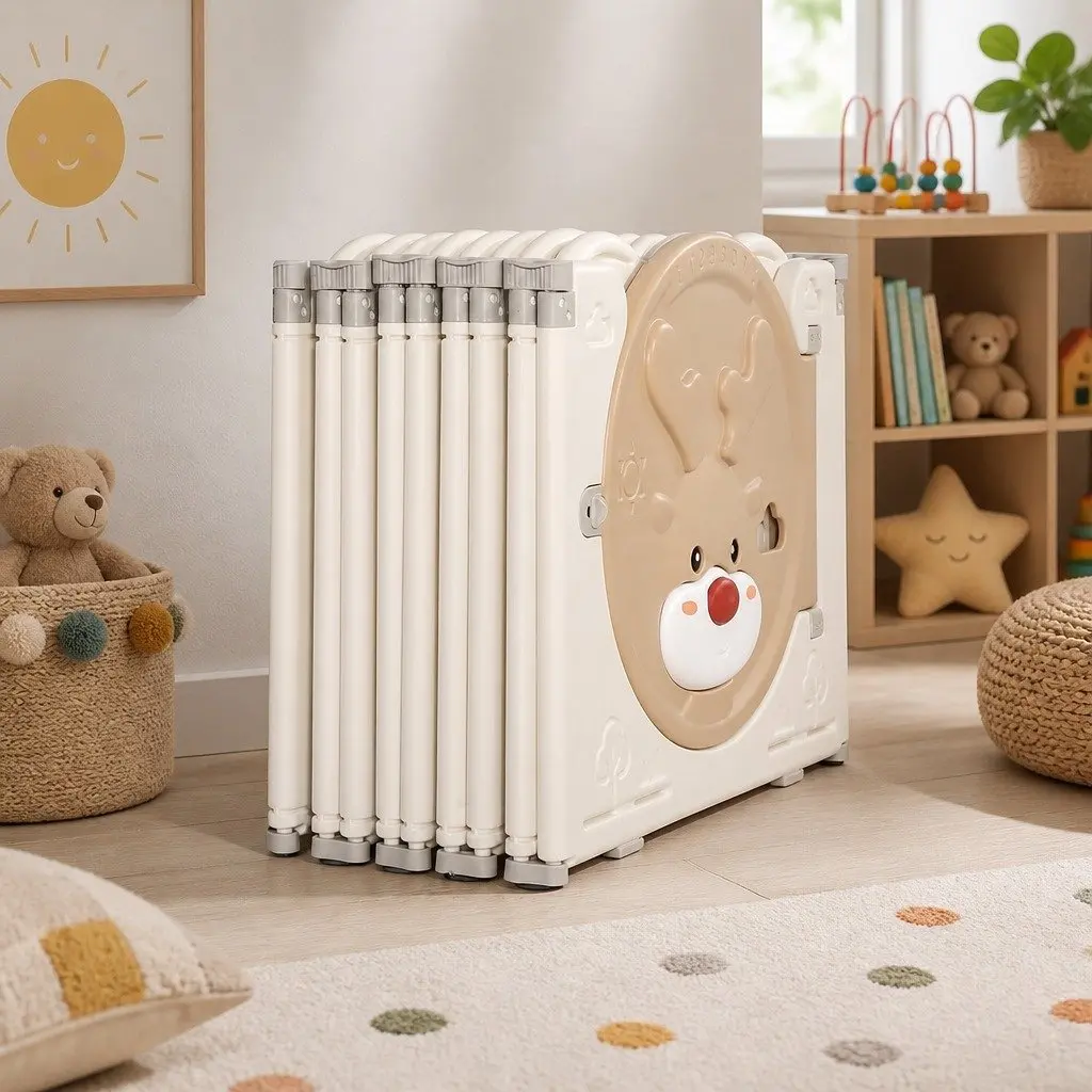 Kids Playpen Indoor Outdoor 16 Panels Foldable Toddler Safety Gate