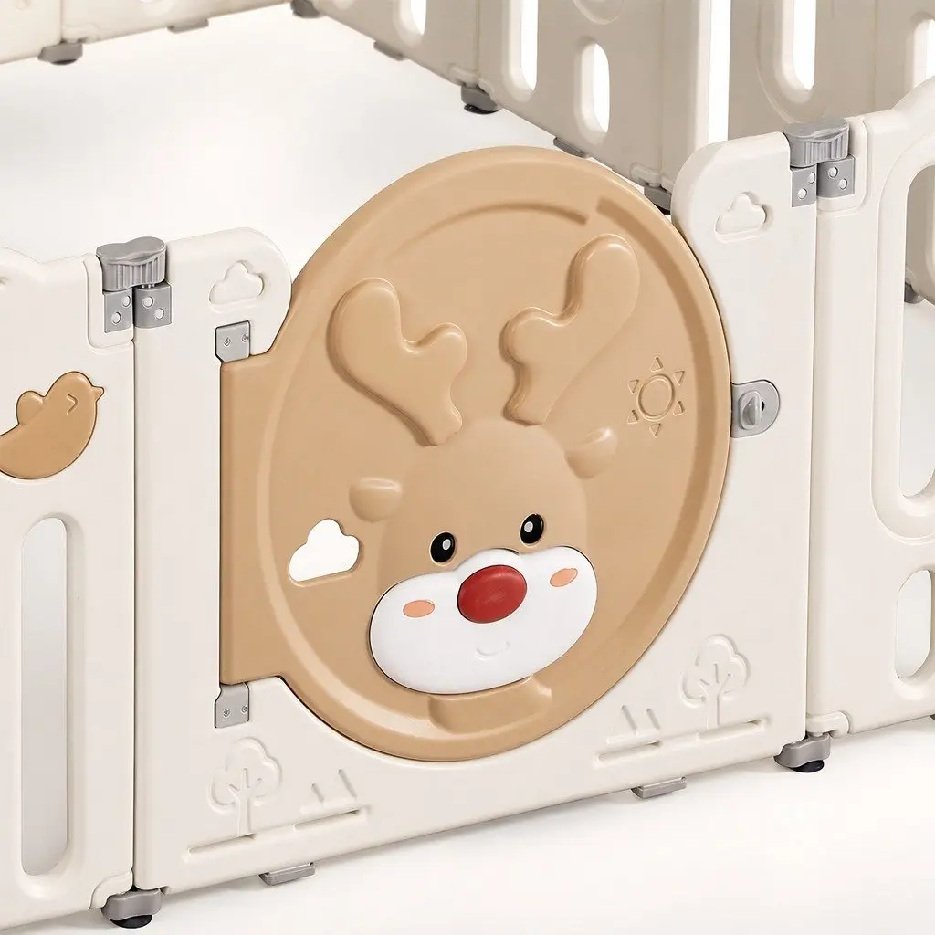 Kids Playpen Indoor Outdoor 16 Panels Foldable Toddler Safety Gate