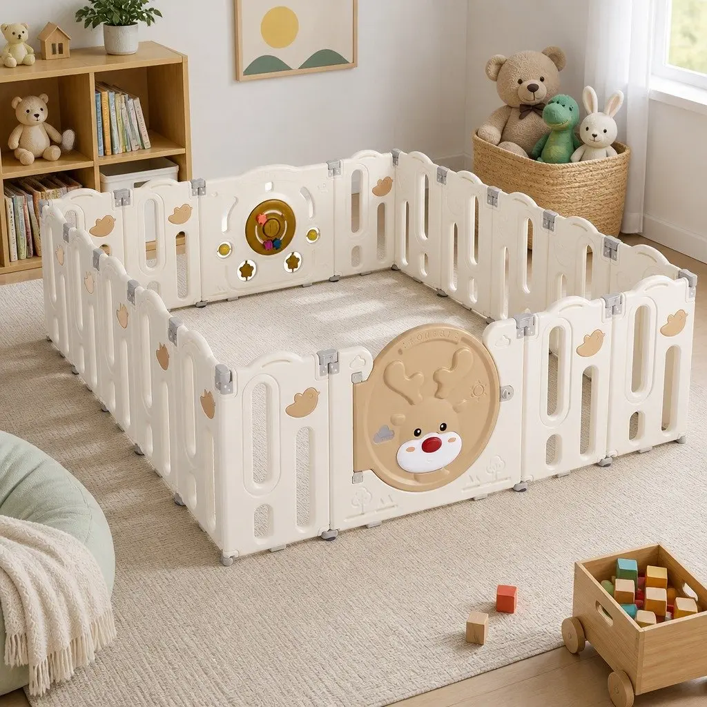 Kids Playpen Indoor Outdoor 18 Panel Foldable Toddler Play Pen