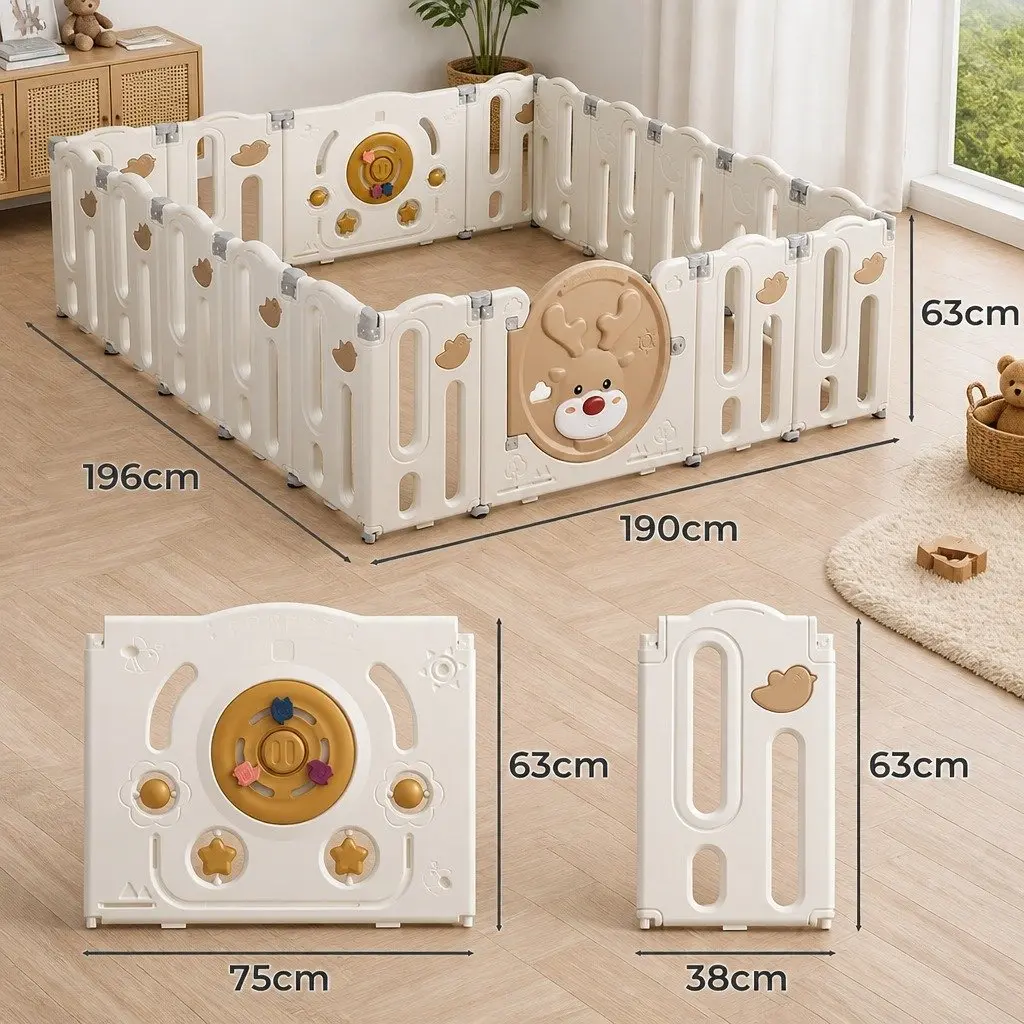 Kids Playpen Indoor Outdoor 18 Panel Foldable Toddler Play Pen