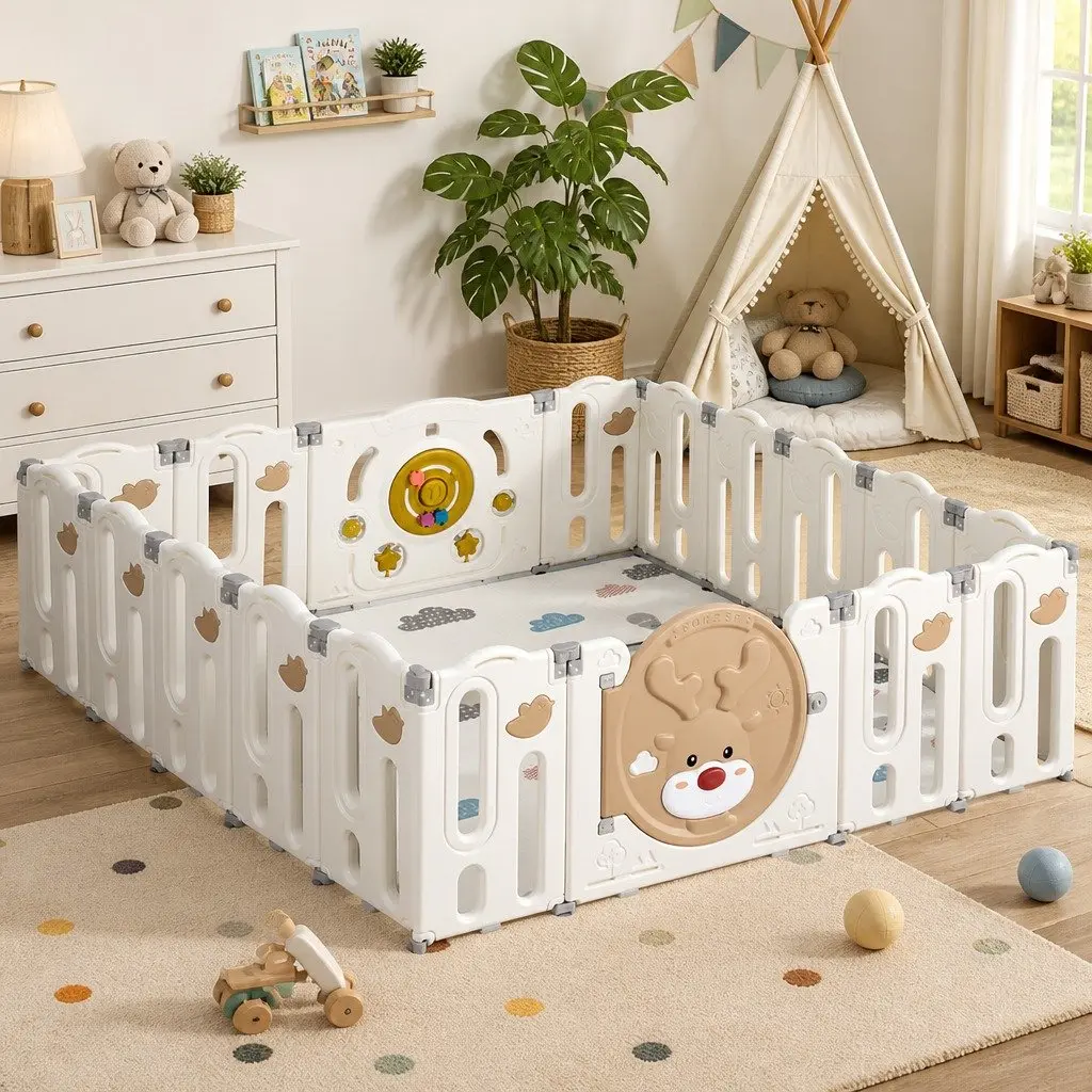 Kids Playpen Indoor Outdoor 18 Panel Foldable Toddler Play Pen