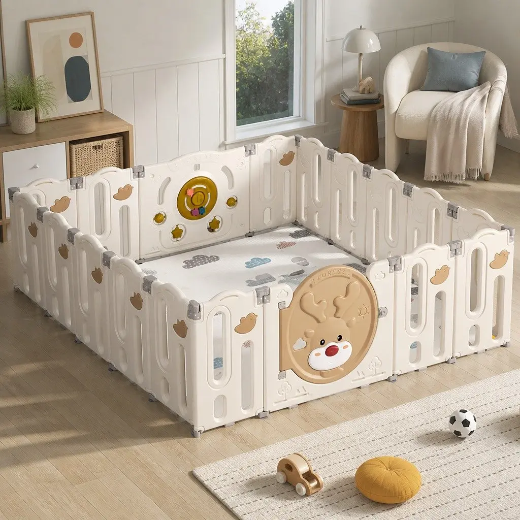 Kids Playpen Indoor Outdoor 18 Panel Foldable Toddler Play Pen