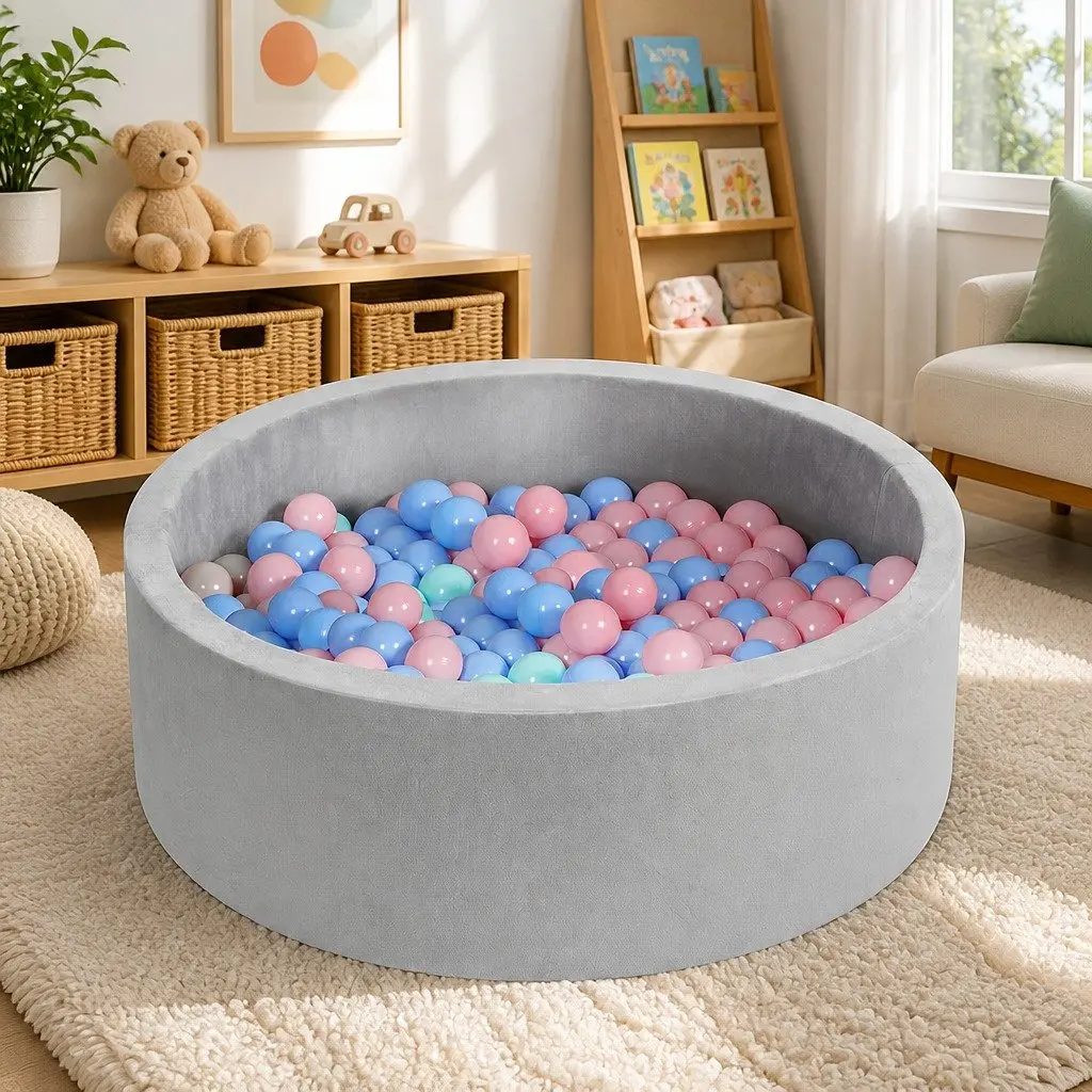 Kids Ball Pit Indoor Play Ocean Balls Portable Foldable Sensory Toy Grey