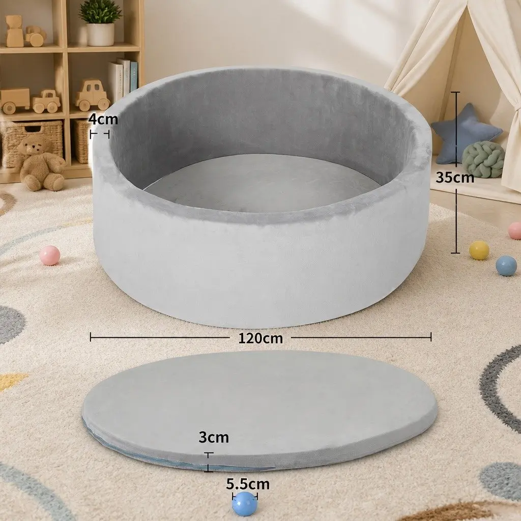 Kids Ball Pit Indoor Play Ocean Balls Portable Foldable Sensory Toy Grey