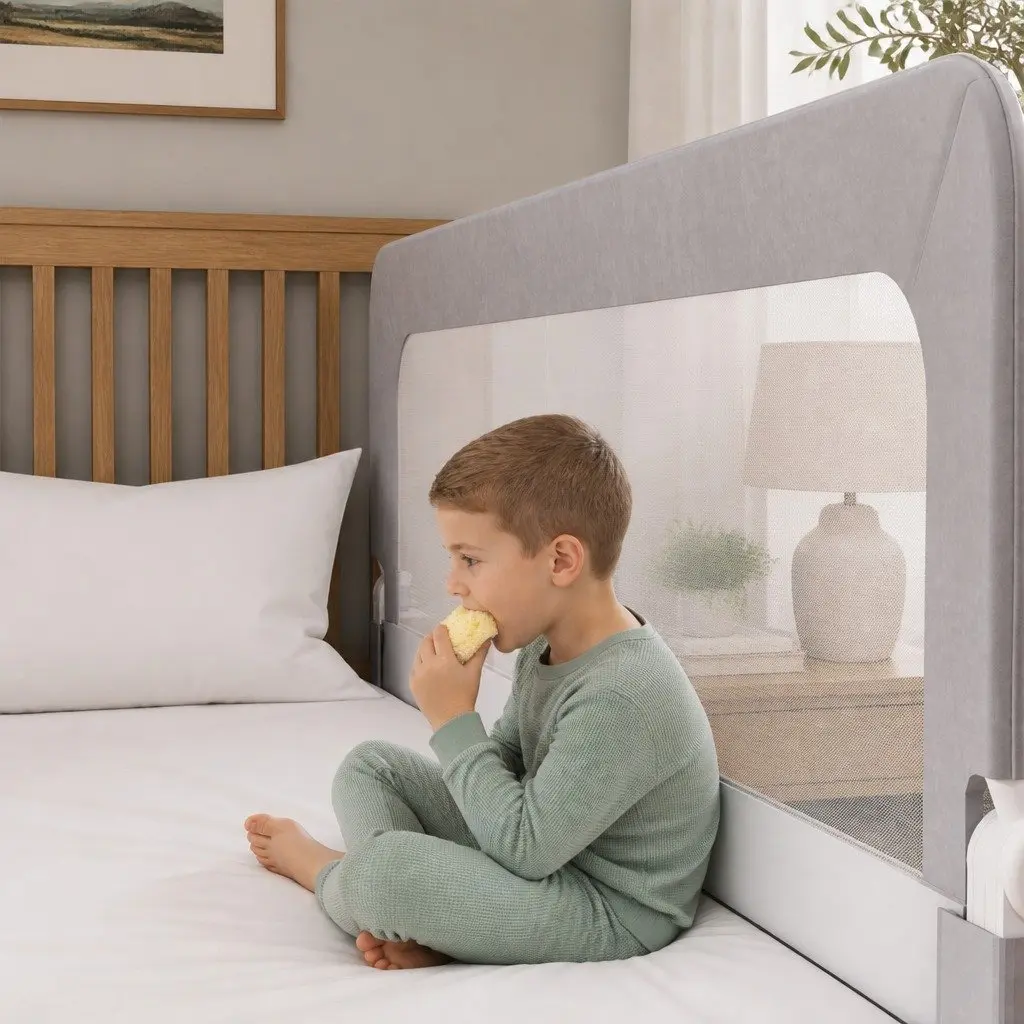 Kids Safety Bed Rail with Adjustable Heights and Mesh