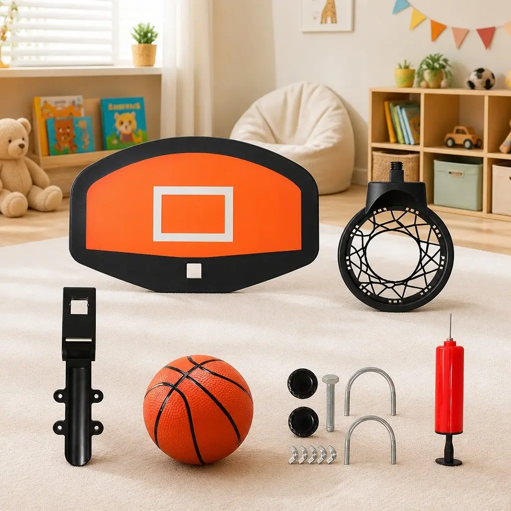 Kids Trampoline for Backyard Play with Basketball Hoop Enclosure Net Ladder 8FT 10FT 12FT