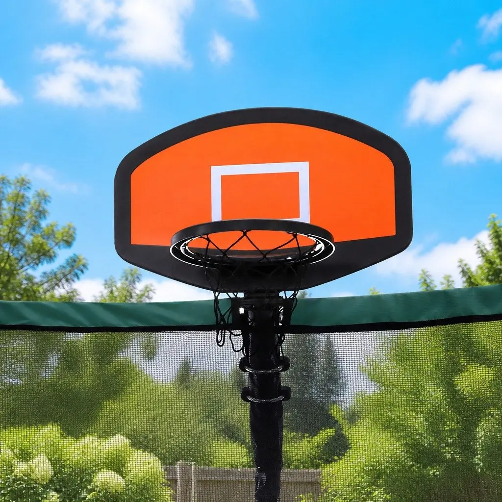 Kids Trampoline for Backyard Play with Basketball Hoop Enclosure Net Ladder 8FT 10FT 12FT