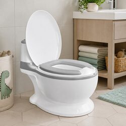 Kids Potty Trainer Seat Specifications: Grey with Removable Bucket