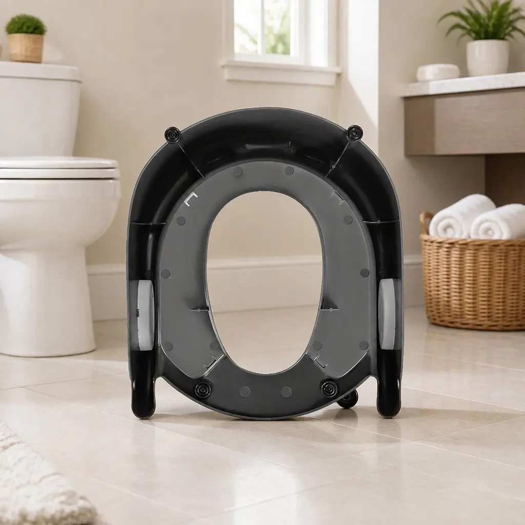 Kids Toilet Ladder Step Stool Seat Foldable Potty Training Toddler Grey