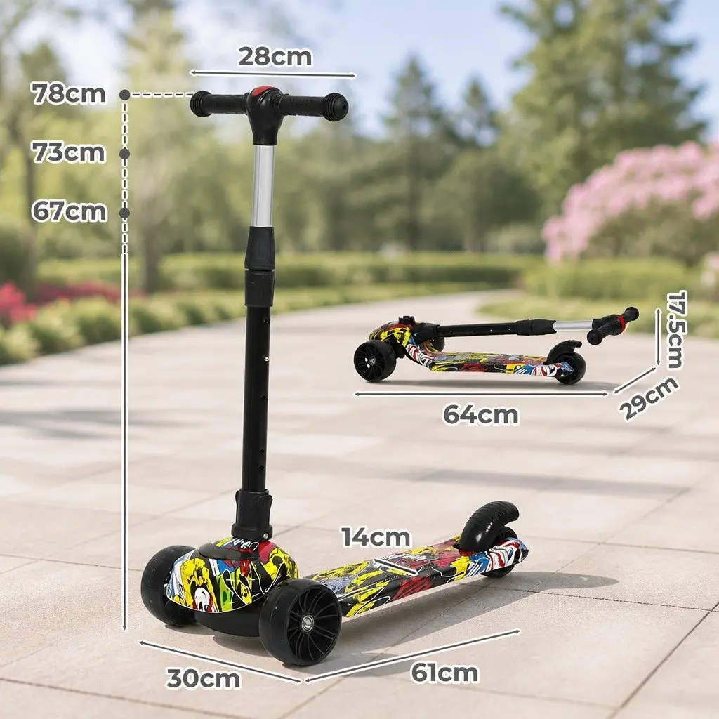 Kids Scooter 3 Wheel Foldable Adjustable Height for Young Children Blue