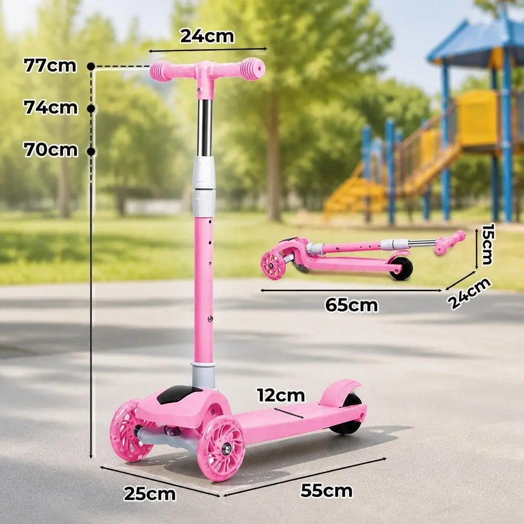 Kids Scooter for Toddlers Foldable Adjustable Height Pink