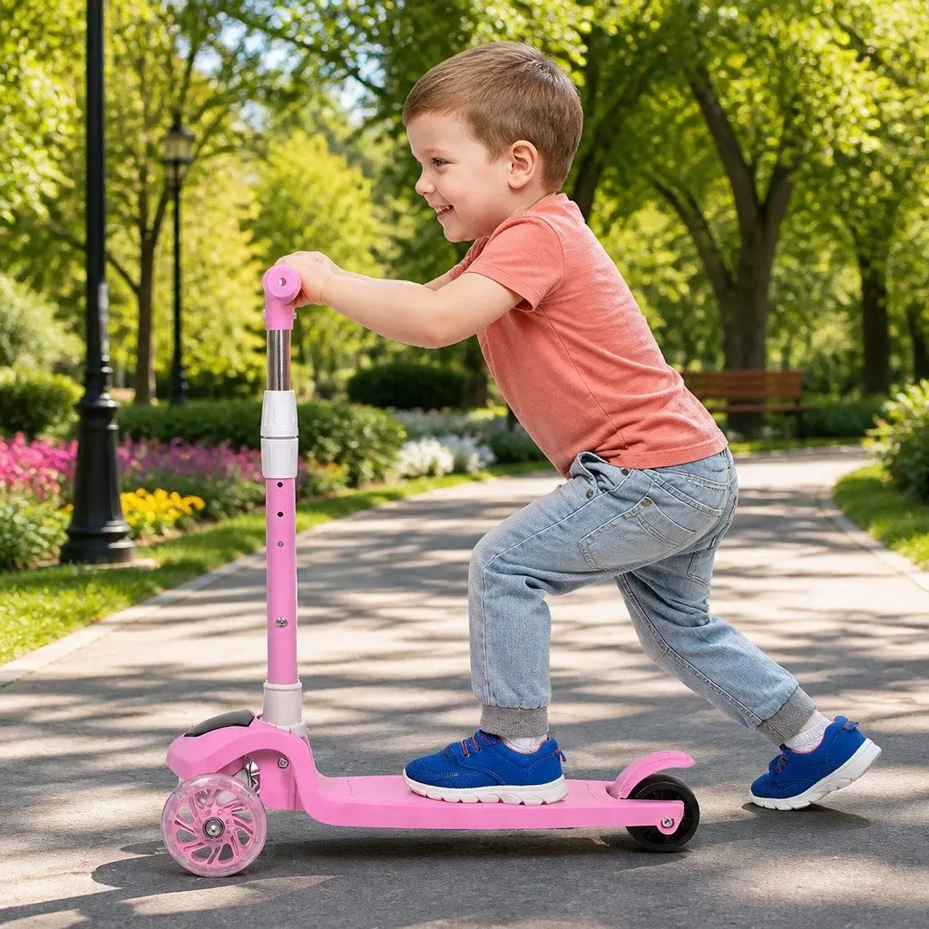 Kids Scooter for Toddlers Foldable Adjustable Height Pink