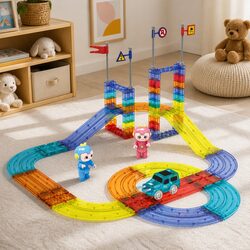 Dinosaur Magnetic Tiles Educational Set - 63pcs