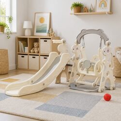 Kids 4-in-1 Slide Swing Set: Dimensions & Specs Included