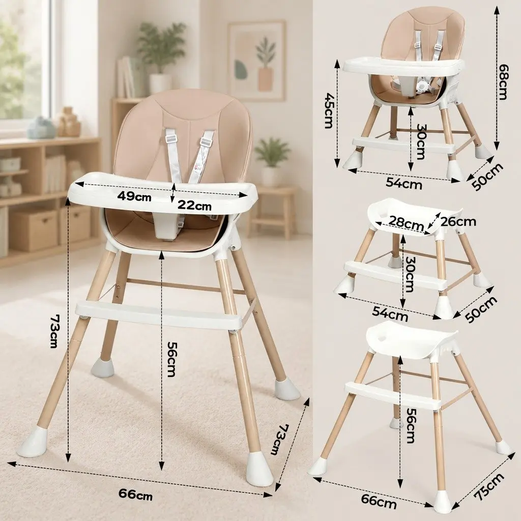 6-in-1 Baby High Chair for Mealtime Pink