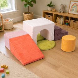 Kids Foam Climbing Blocks - 7 Pieces, Multi-colour Set