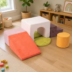 Kids Foam Climbing Blocks - 7 Pieces, Multi-colour Set