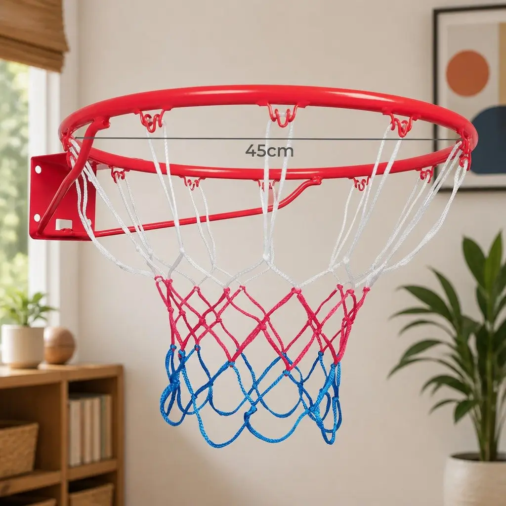 Basketball Ring Hoop Goal Net 45cm Rim Steel Weatherproof Nylon Court Game