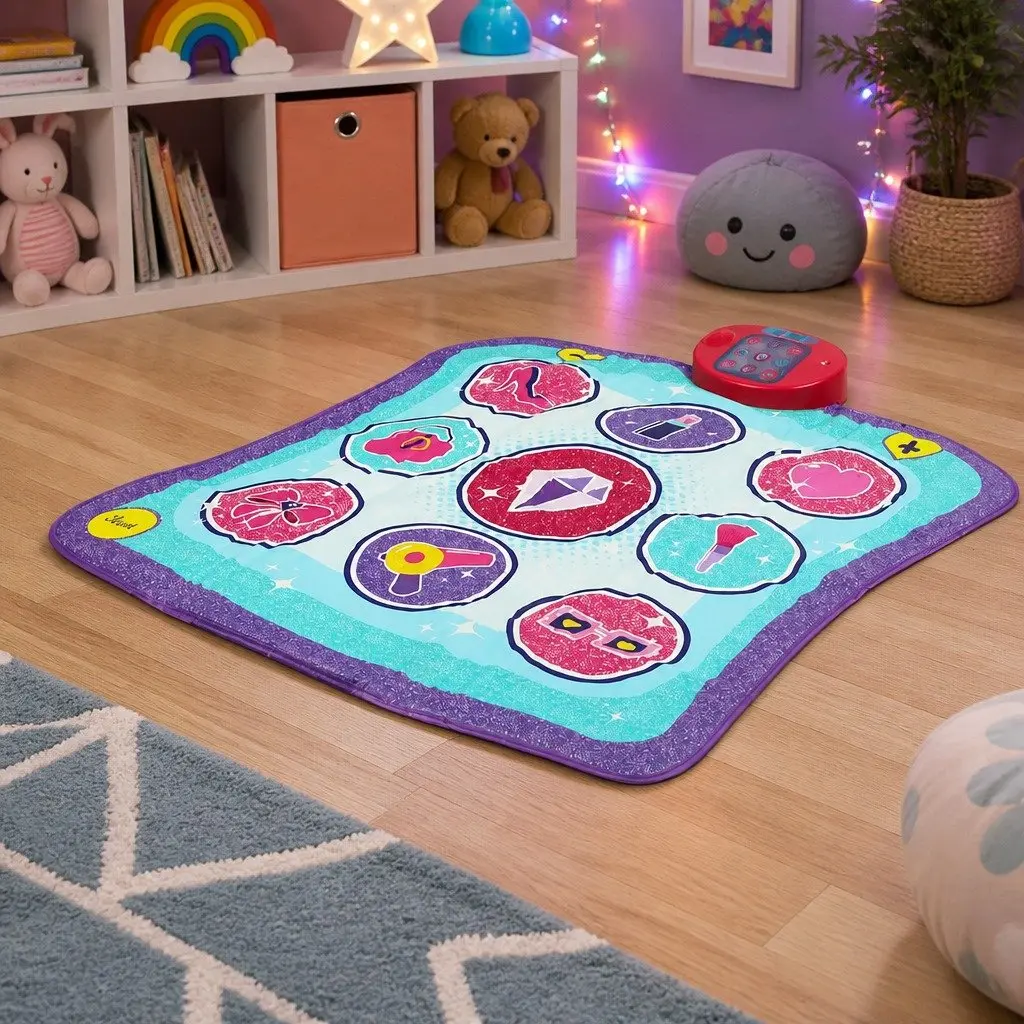 Kids Dance Mat Educational Playmat 93cm x 89cm Foldable Portable Music Rhythm Game