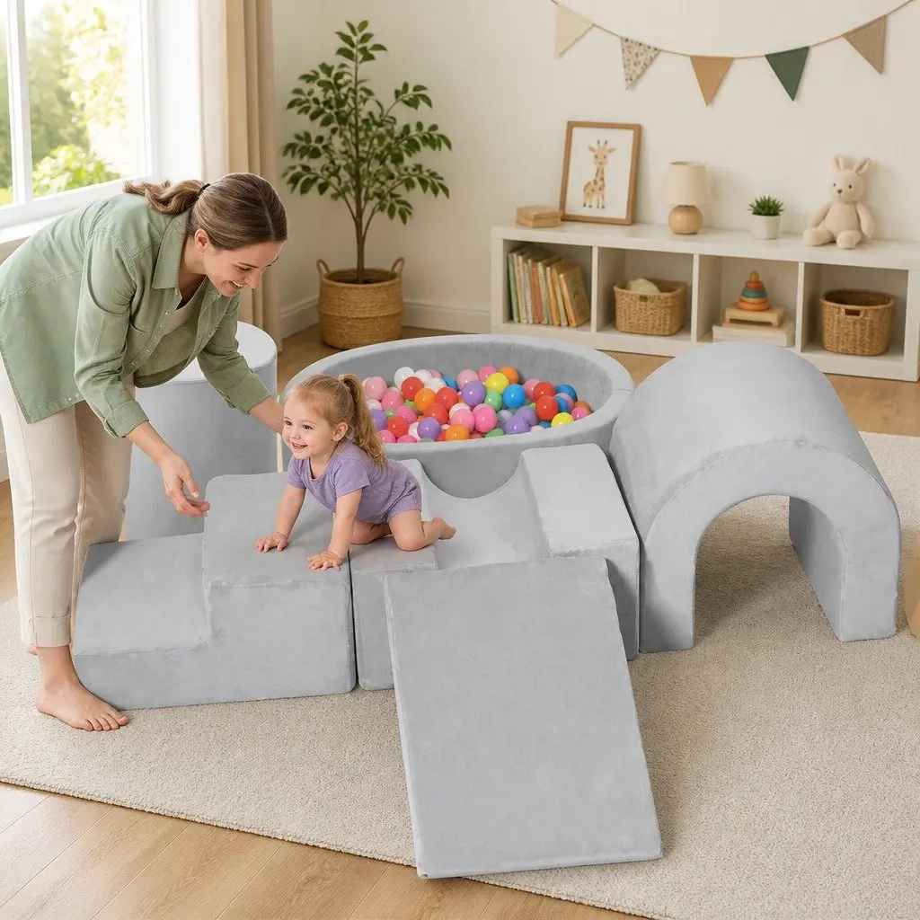 Kids Foam Blocks Play Set Pit Climb Crawl Slide Soft Toddlers Indoor Toys
