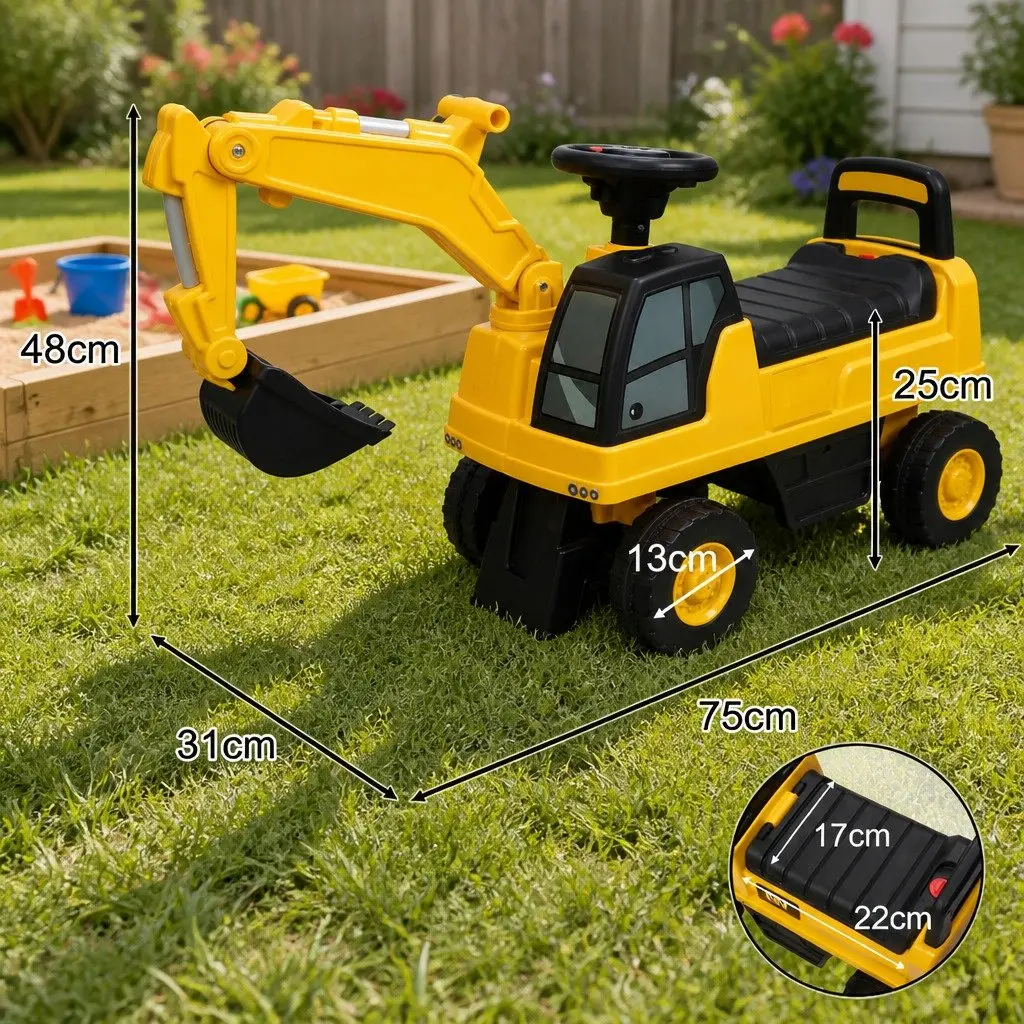Kids Ride On Excavator Toy Digger for Outdoor Indoor Play 12-36 Months