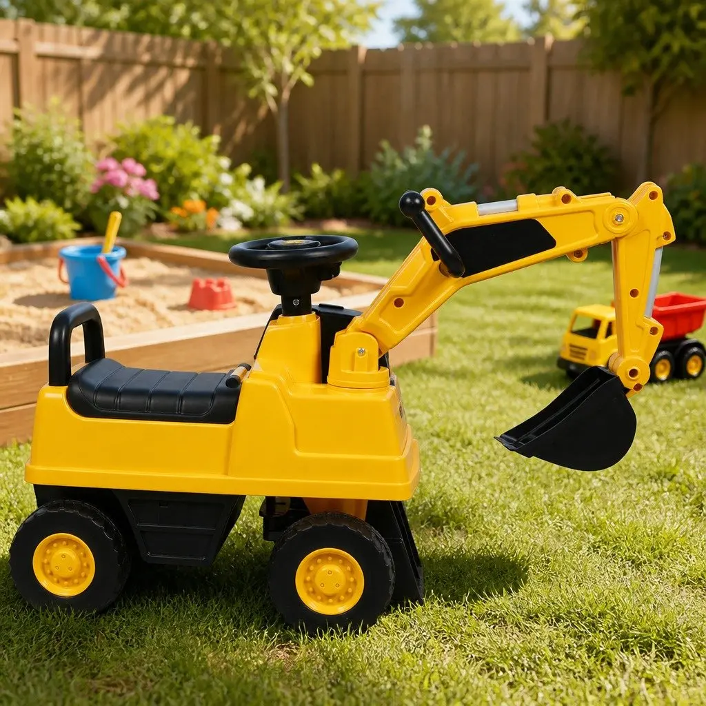 Kids Ride On Excavator Toy Digger for Outdoor Indoor Play 12-36 Months