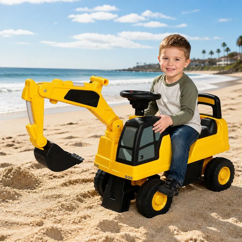 Kids Ride On Excavator Toy Digger for Outdoor Indoor Play 12-36 Months