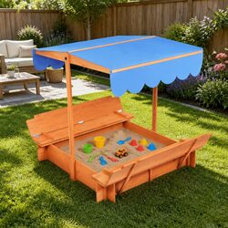 Kids Wooden Sandbox: 112cm L x 112cm W x 112cm H