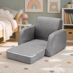 Kids Sofa 1 Seater Flip Open Couch Lounger Armchair Grey Children Furniture