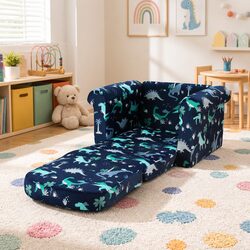 Kids Sofa 1 Seater Specifications: Navy Blue Lounger