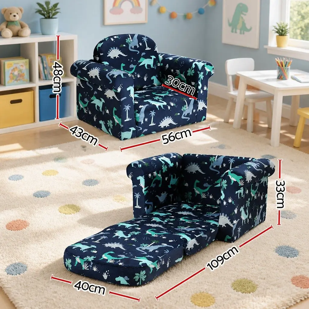 Kids Sofa 1 Seater Lounger Armchair for Children Navy Blue