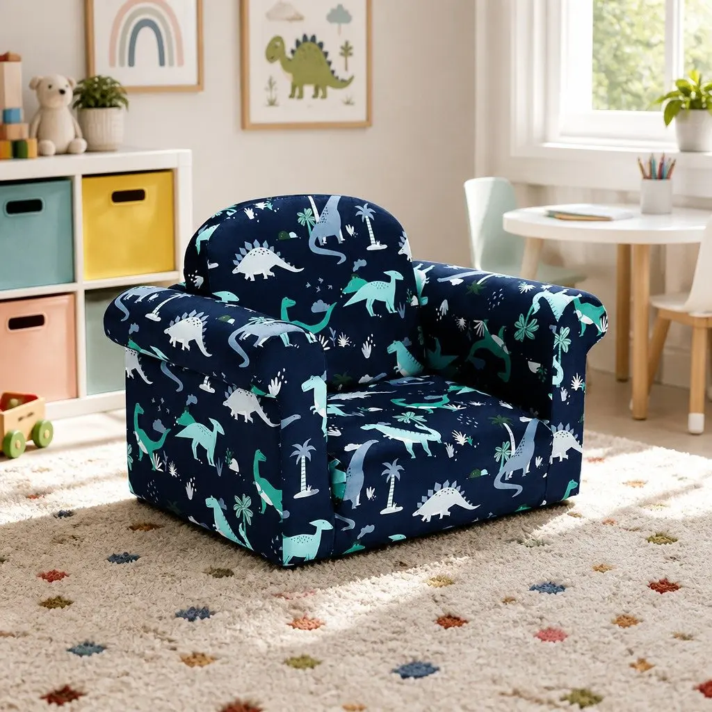 Kids Sofa 1 Seater Lounger Armchair for Children Navy Blue