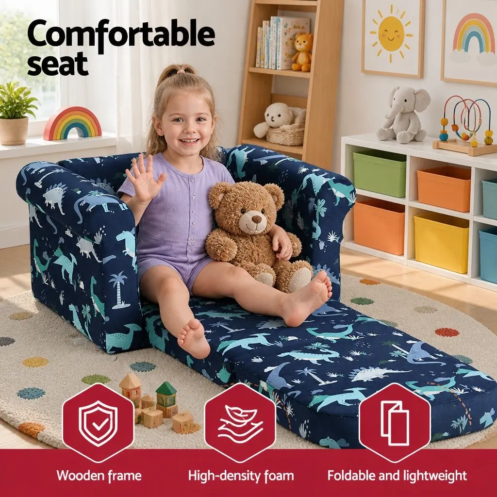 Kids Sofa 1 Seater Lounger Armchair for Children Navy Blue
