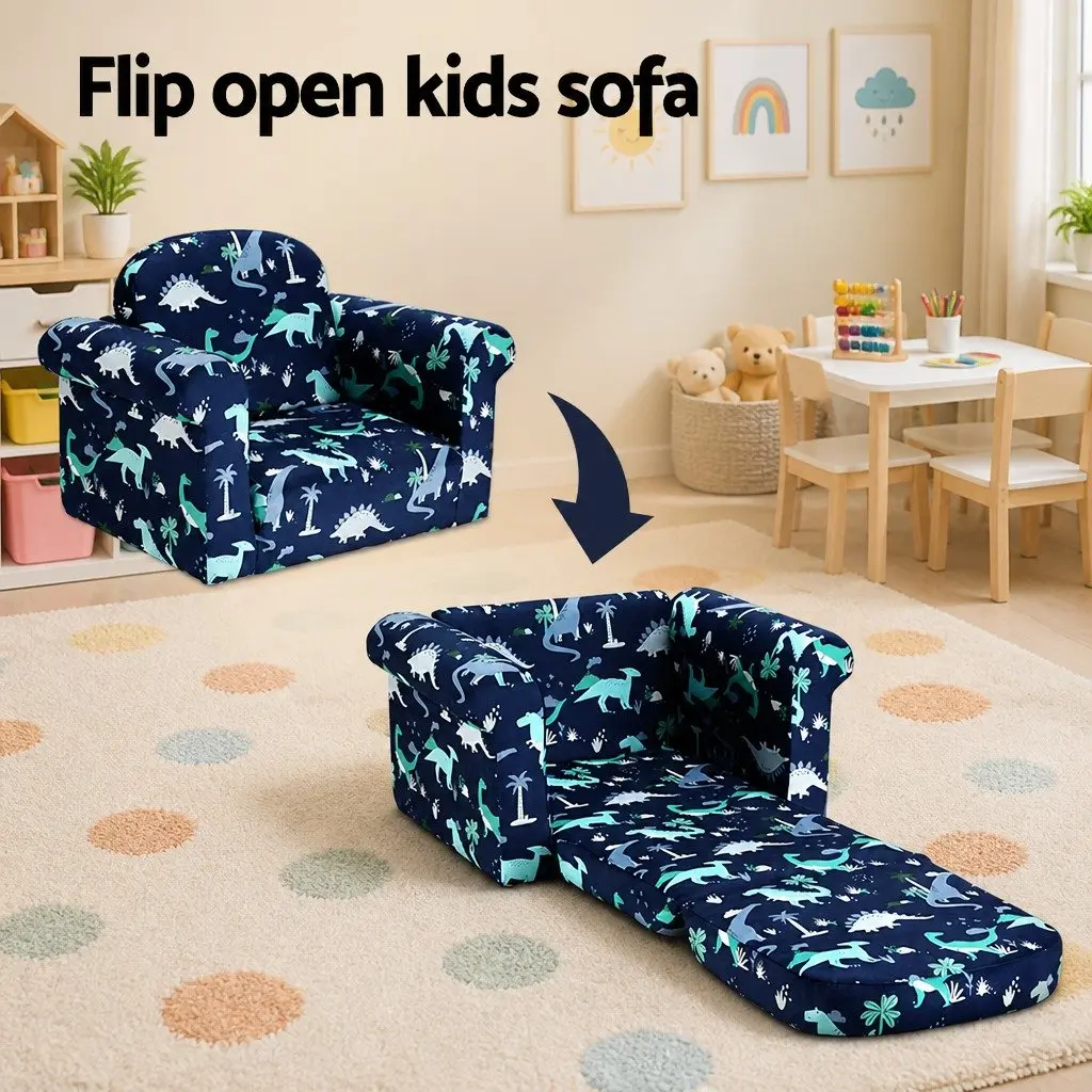 Kids Sofa 1 Seater Lounger Armchair for Children Navy Blue