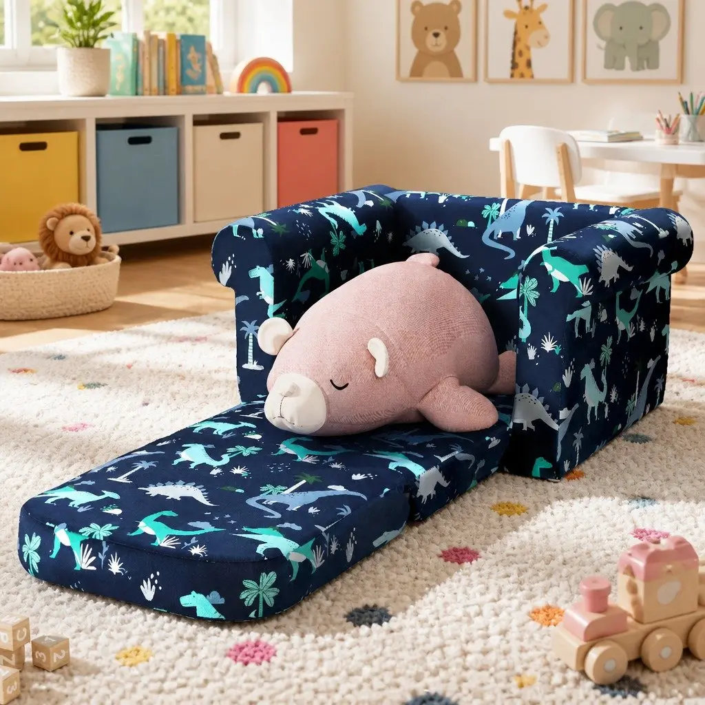 Kids Sofa 1 Seater Lounger Armchair for Children Navy Blue