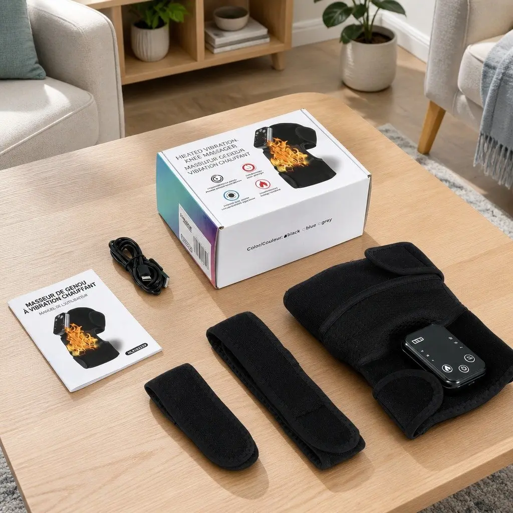 Knee Massager with Heat 2 Pack Cordless Vibration Pain Relief Adjustable Straps