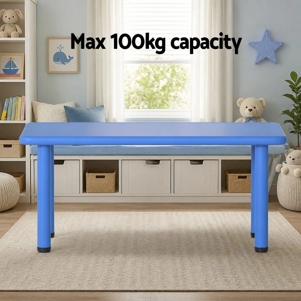 Kids Activity Table Plastic Square Study Desk Indoor Outdoor Play 120x60cm Blue